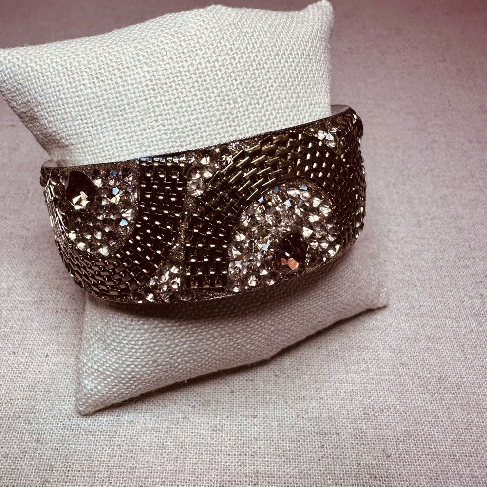 Chamak By Priya | Bracelet | Wide Crystal Bracelet in Gold - Picture 12 of 16